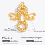 Gold color / 1 Piece Romantic Series Chic Fly Stainless Steel Gold Color DIY Women's Pendants Picture5