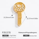 Gold color / 1 Piece Romantic Series Chic Key Stainless Steel Gold Color DIY Women's Pendants Picture13