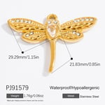 Gold color / 1 Piece Romantic Series Chic Dragonfly Stainless Steel Gold Color DIY Women's Pendants Picture14