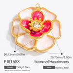 Gold color / 1 Piece Romantic Series Chic Flower Stainless Steel Gold Color DIY Women's Pendants Picture18