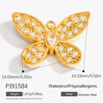 Gold color / 1 Piece Romantic Series Chic Butterfly Stainless Steel Gold Color DIY Women's Pendants Picture19