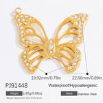 Gold color / 1 Piece Romantic Series Chic Butterfly Stainless Steel Gold Color DIY Women's Pendants Picture21