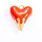 Red / 1 Piece Luxurious Series Stylish Drop Oil Heart Stainless Steel Gold Color DIY Women's Pendants 