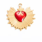 Red / 1 Piece Luxurious Series Stylish Drop Oil Heart Stainless Steel Gold Color DIY Women's Pendants Picture3