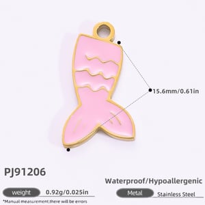 Pendentif pour femme en acier inoxydable couleur or, série romantique, 1 pièce, goutte d'huile douce, poisson h5 