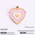 Pink & Gold / 1 stuk Romantische serie Sweet Drop Oil Heart roestvrij staal goudkleurige dameshangers Afbeelding4