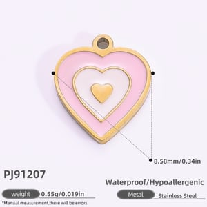 Pendentif pour femme en acier inoxydable couleur or, série romantique, 1 pièce, goutte d'huile douce, cœur h5 