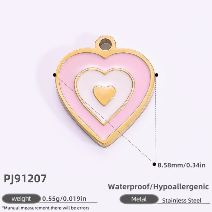 Pendentif pour femme en acier inoxydable couleur or, série romantique, 1 pièce, goutte d'huile douce, cœur 