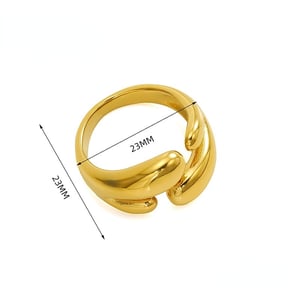 1 Piece Simple Series Classic Daily Stainless Steel Gold Color Women's Adjustable Rings h5 