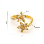 Gold color / One size / 1 Piece Elegant Series Vintage Flower Stainless Steel Gold Color Women's Adjustable Rings 