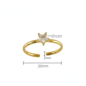 1 Peice Gorgeous Series Classic Star Stainless Steel Gold Color Women's Ring h5 