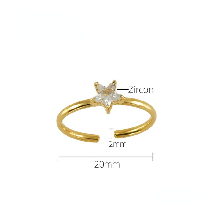 1 Peice Gorgeous Series Classic Star Stainless Steel Gold Color Women's Ring 