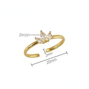 1 Piece Romantic Series Leaf Shape Stainless Steel Gold Color Women's Adjustable Ring h5 