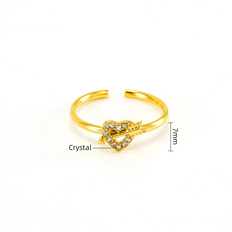 1 paar kleine diamant offenen ring weibliche mode high-grade titanium stahl amors pfeil zeigefinger ring ring weibliche etellbare ring