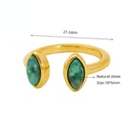 Gold color / One size / 1 Piece Classic Series Retro Droplet Natural Stone Titanium Steel Gold Color Women's Adjustable Rings 