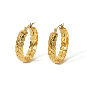 1 Pair Retro Daily Style Wheat Ear Shape Stainless Steel  Gold Color Women's Hoop Earrings h5 Picture2