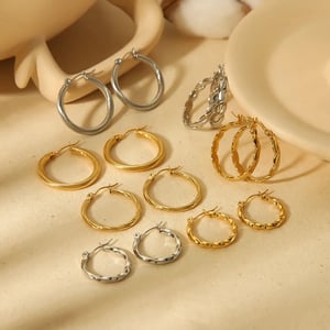 1 Pair Simple Style Solid Color Ring Shape Stainless Steel  Gold Color  Women's Hoop Earrings h5 Picture2