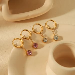 1 Pair Simple Sweet Style Round Geometric Stainless Steel  Gold Color Inlay Rhinestone Women's Drop Earrings h5 Picture2