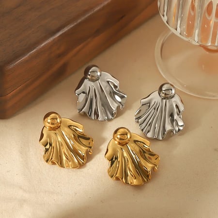 1 Pair Simple Novelty Style Irregular Sector Shape Stainless Steel  Gold Color Women's Stud Earrings 2