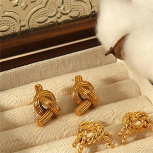 1 Pair Simple  Niche Style Knot Shape Stainless Steel  Gold Color Women's Stud Earrings h5 Picture2