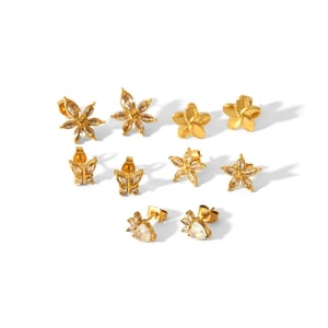 1 Pair Sweet Simple Style Flower Shape Stainless Steel  Gold Color Women's Stud Earrings h5 Picture2