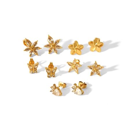 1 Pair Sweet Simple Style Flower Shape Stainless Steel  Gold Color Women's Stud Earrings 2