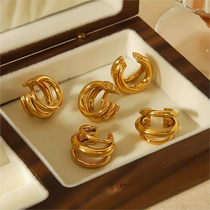 1 Piece Classic Simple Style Solid Color Geometric Stainless Steel  Gold Color Women's Clip-on Earrings Picture2