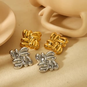 1 Pair Simple Classic Style Square Shape Stainless Steel  Gold Color Women's Stud Earrings h5 Picture2