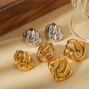 1 Pair Simple Style Geometric Stainless Steel  Gold Color Women's Stud Earrings h5 Picture2