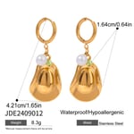 Gold color / 1 Pair Simple Series Casual  Stainless Steel  Gold Color Artificial Pearl Women's Drop Earrings 