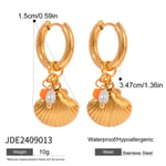 Gold color / 1 Pair Simple Series Casual Shell Stainless Steel  Gold Color Artificial Pearl Women's Drop Earrings Picture2