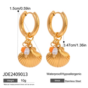 1 Pair Simple Series Casual Shell Stainless Steel  Gold Color Artificial Pearl Women's Drop Earrings h5 