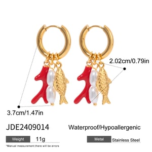 1 Pair Simple Series Casual Fish Stainless Steel  Gold Color Artificial Pearl Women's Drop Earrings h5 