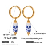 Gold color / 1 Pair Simple Series Casual Stainless Steel  Gold Color Ceramics Women's Drop Earrings Picture7