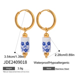 1 Pair Simple Series Casual Stainless Steel  Gold Color Ceramics Women's Drop Earrings h5 