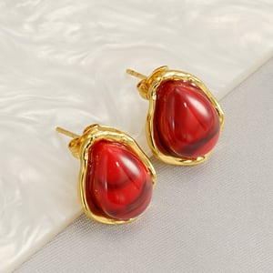 1 Pair Luxurious Series Sexy Droplet Stainless Steel  Gold Color Women's Stud Earrings h5 Picture2