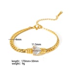 White gold / 1 Piece Simple Series Daily Geometric Stainless Steel  Gold Color Zircon Chain Bracelets Picture3