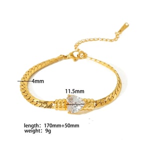 1 Piece Simple Series Daily Geometric Stainless Steel  Gold Color Zircon Chain Bracelets h5 