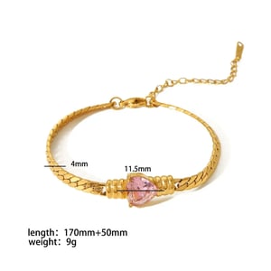 1 Piece Simple Series Daily Geometric Stainless Steel  Gold Color Zircon Chain Bracelets h5 