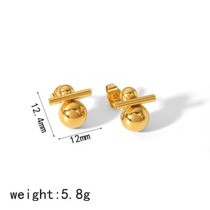 1 Pair Fashion Classic Style Solid Color Geometric Stianless Steel  Gold Color Women's Stud Earrings For Commute Wear h5 