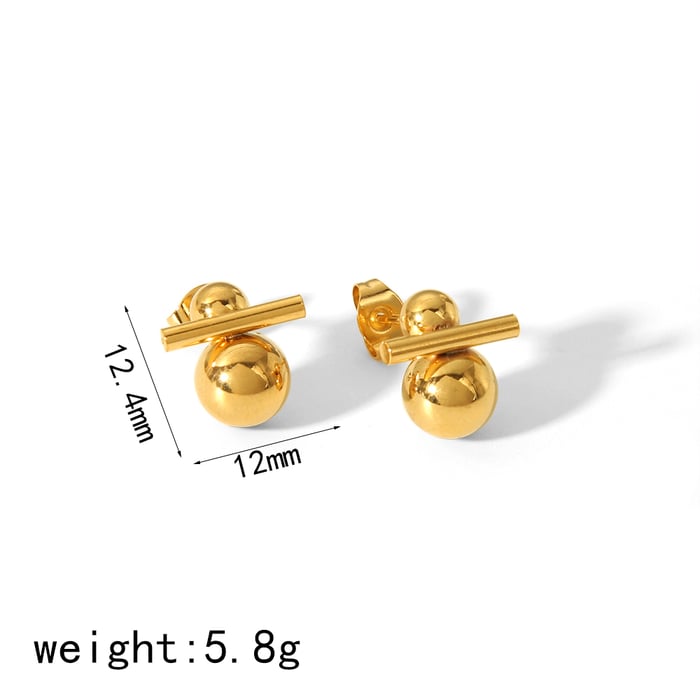 1 Pair Fashion Classic Style Solid Color Geometric Stianless Steel  Gold Color Women's Stud Earrings For Commute Wear 