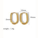 Gold color / 1 Pair Simple Commute Style Solid Color Square Geometric Stainless Steel  Gold Color Women's Hoop Earrings-Medium 