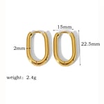 Gold color / 1 Pair Simple Commute Style Solid Color Square Geometric Stainless Steel  Gold Color Women's Hoop Earrings-Extra Large Picture2