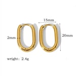 Gold color / 1 Pair Simple Commute Style Solid Color Square Geometric Stainless Steel  Gold Color Women's Hoop Earrings-Large Picture3