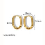 Gold color / 1 Pair Simple Commute Style Solid Color Square Geometric Stainless Steel  Gold Color Women's Hoop Earrings-Small Picture4