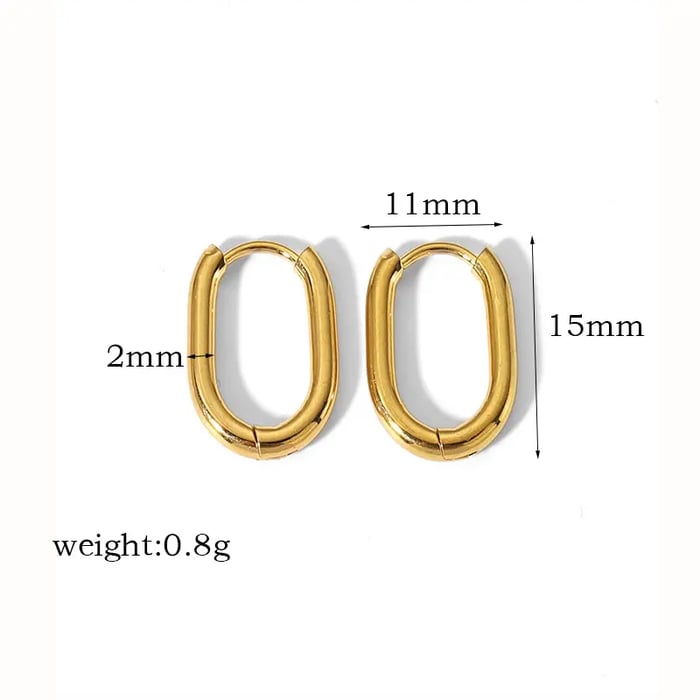 1 Pair Simple Commute Style Solid Color Square Geometric Stainless Steel  Gold Color Women's Hoop Earrings-Small 