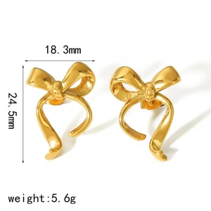 1 Pair Chic Sweet Style Irregular Bow Knot Shape Stainless Steel  Gold Color Women's Stud Earrings h5 