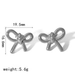 Silver color / 1 Pair Chic Sweet Style Irregular Bow Knot Shape Stainless Steel  Gold Color Women's Stud Earrings Picture3