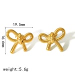 Gold color / 1 Pair Chic Sweet Style Irregular Bow Knot Shape Stainless Steel  Gold Color Women's Stud Earrings Picture2