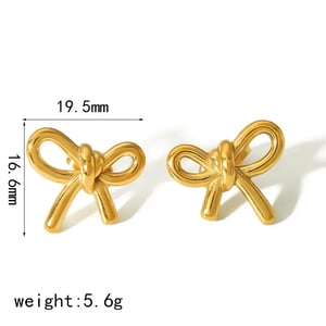 1 Pair Chic Sweet Style Irregular Bow Knot Shape Stainless Steel  Gold Color Women's Stud Earrings h5 